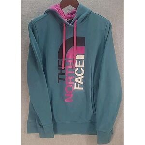 The North Face Hoodie Womens Medium Gree Long Sleeve Pullover Sweatshirt Pockets
